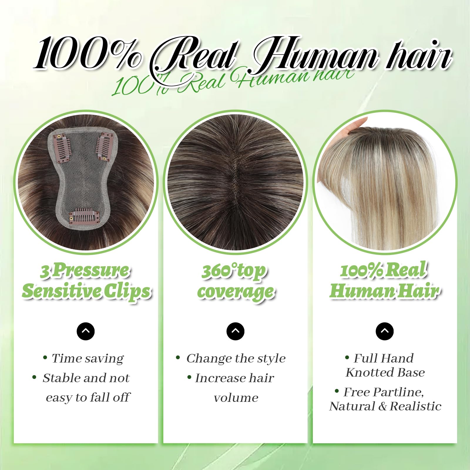 Black and Pretty Hairtopper real-human-hair soft feel