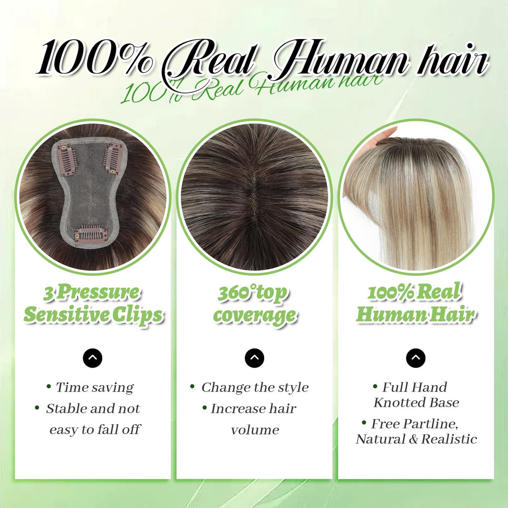 Black and Pretty Hairtopper real-human-hair soft feel