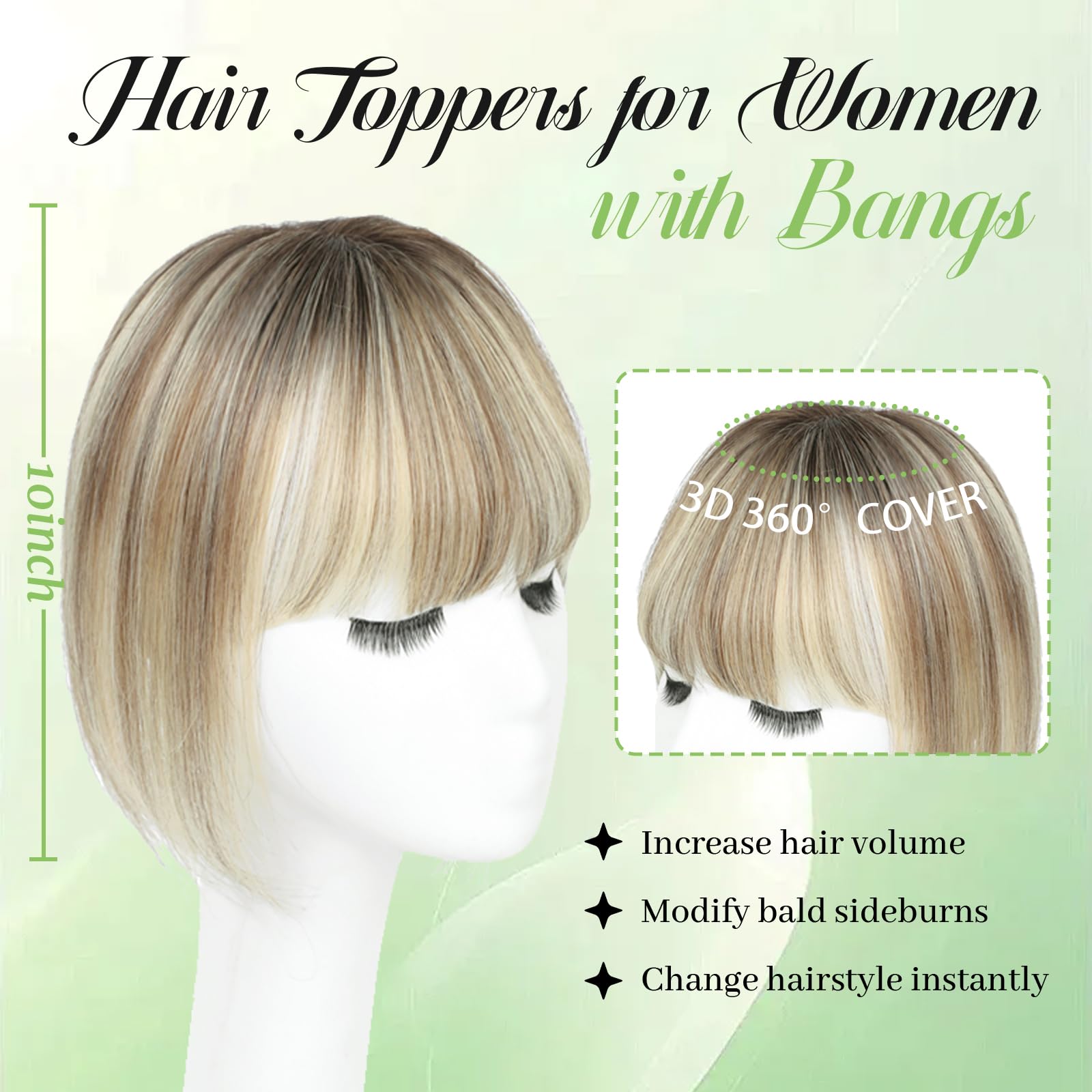 Black and Pretty Hairtopper secure 3-clip system keeps style in place