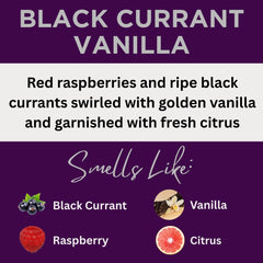 Close-up of Black Currant Vanilla scent notes for a fresh, inviting aroma