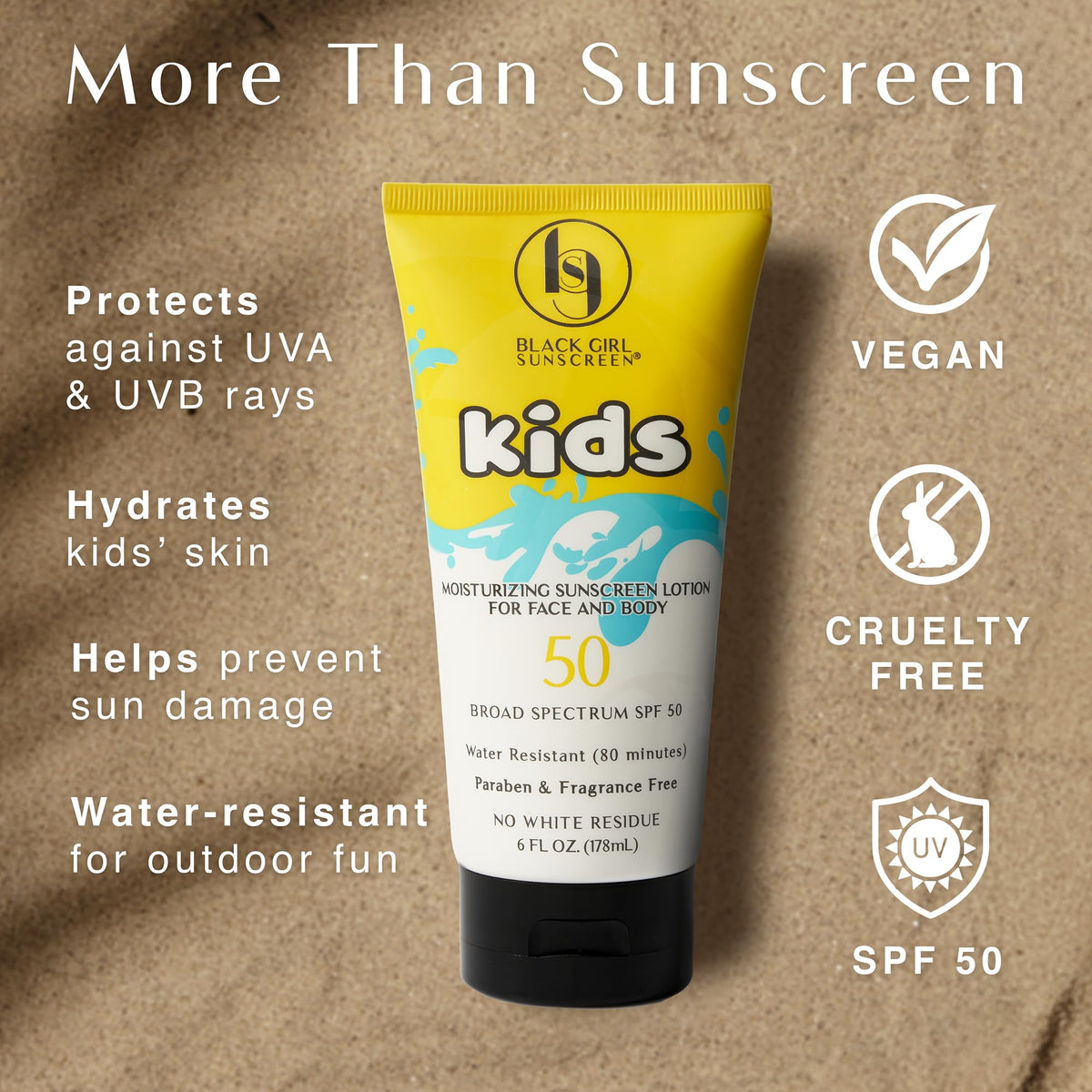 Black Girl Sunscreen Kids shows clear sunscreen on melanin-rich skin.