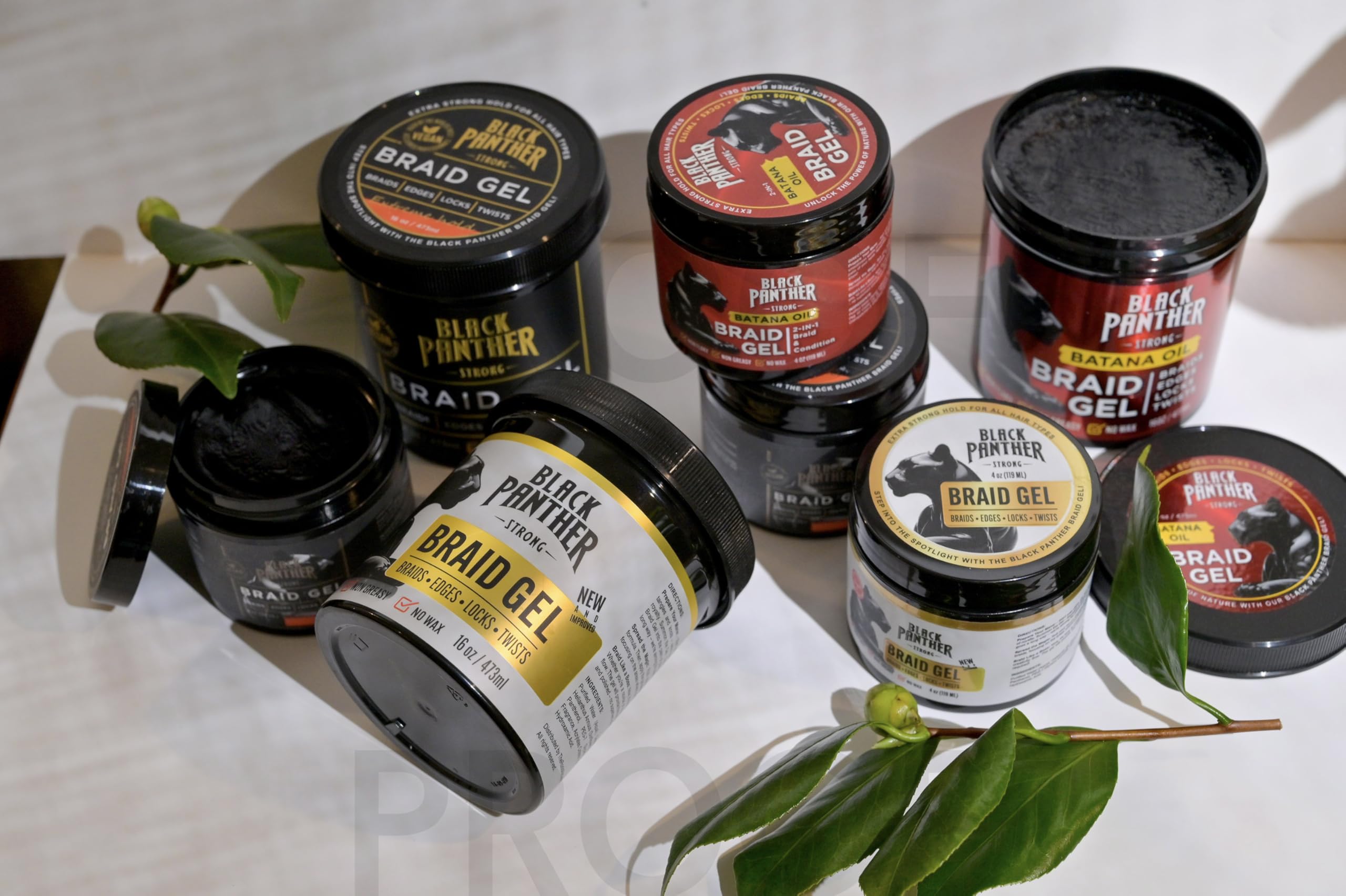 Box showing Black Panther Braid Gel 16 oz packaging