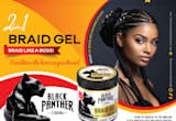 Shiny finish on hair after applying Black Panther Braid Gel