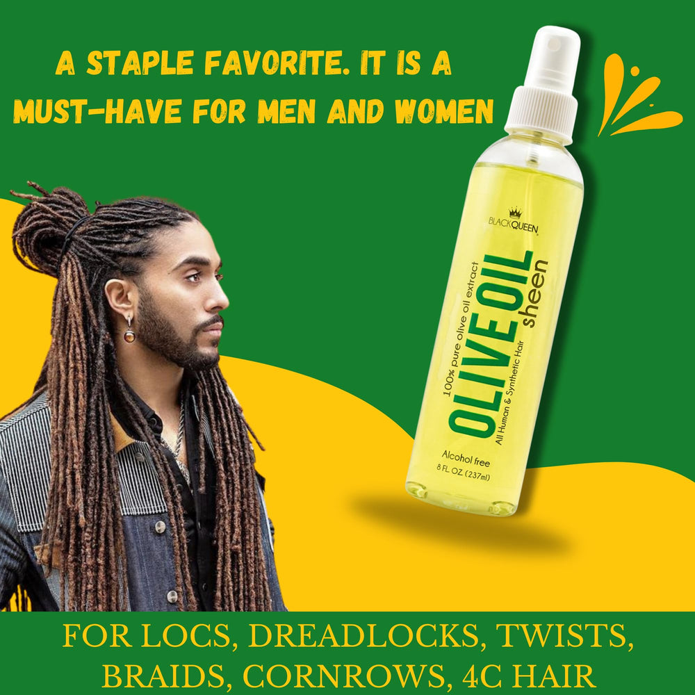 Black Queen Loc-Safe olive oil label highlights nourishing care for 4C hair.