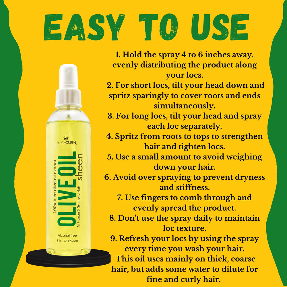 Salon-ready finish with Black Queen Loc-Safe for protective styles.