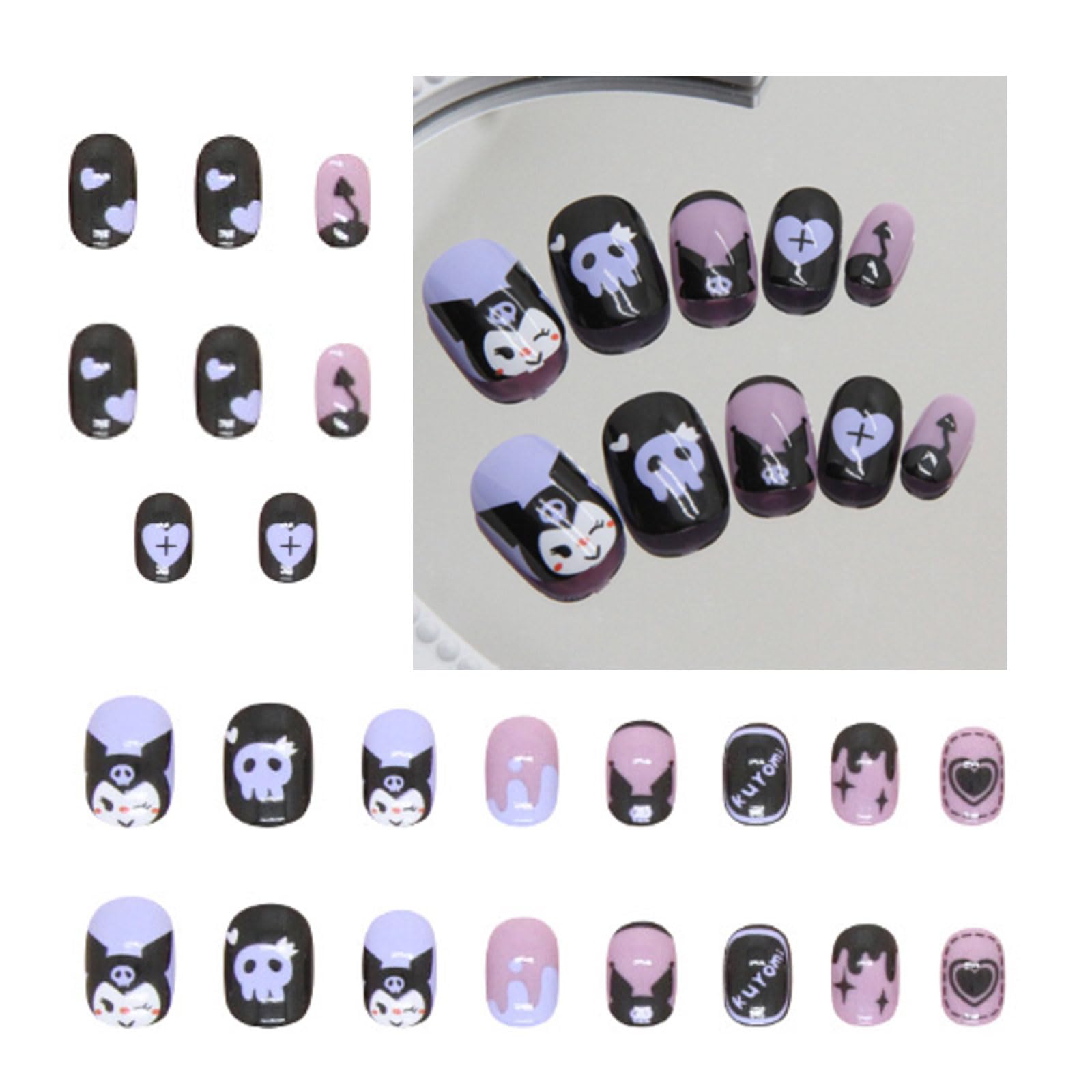Black Rabbit 24pcs short-press-on-nails ready for a quick chic manicure.