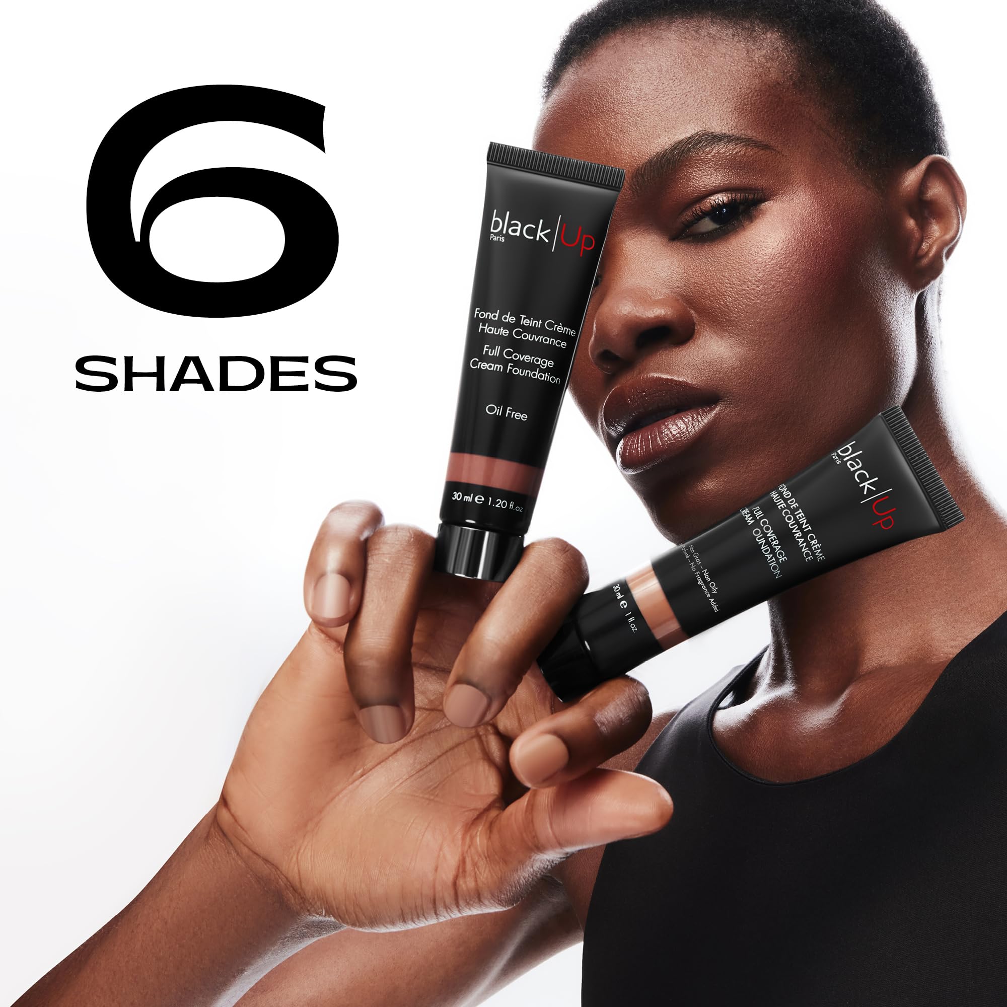 BLACK UP cream foundation on skin showing buildable coverage and natural glow.