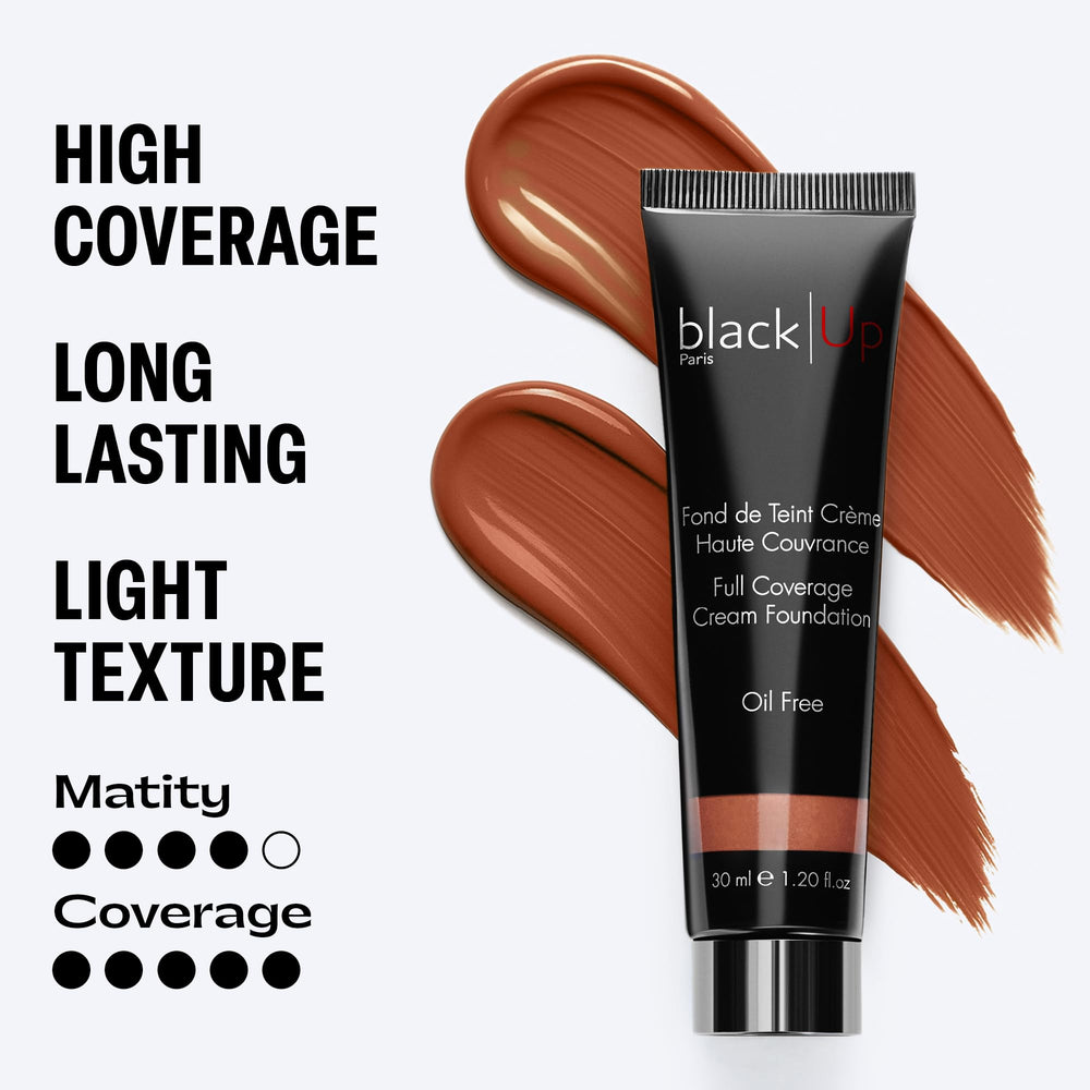BLACK UP foundation swatch demonstrating micronized pigments for a seamless finish.