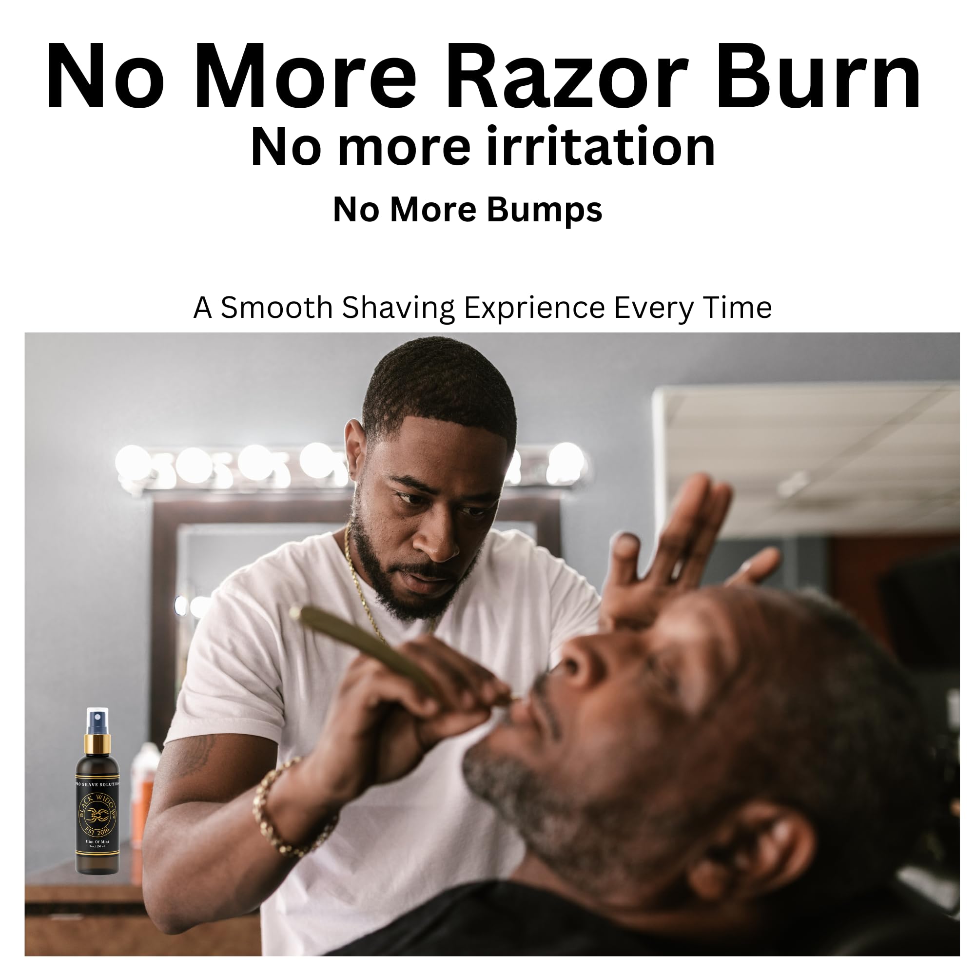 BLACK WIDOW Pro Shave Mint Refresh conveys cooling aroma and refreshing skin sensation.