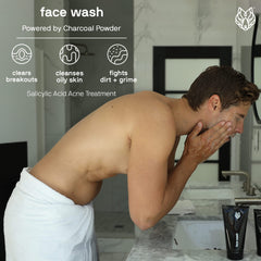 Black Wolf Charcoal Body Wash foam emphasizes a clean, refreshed feel after shower.