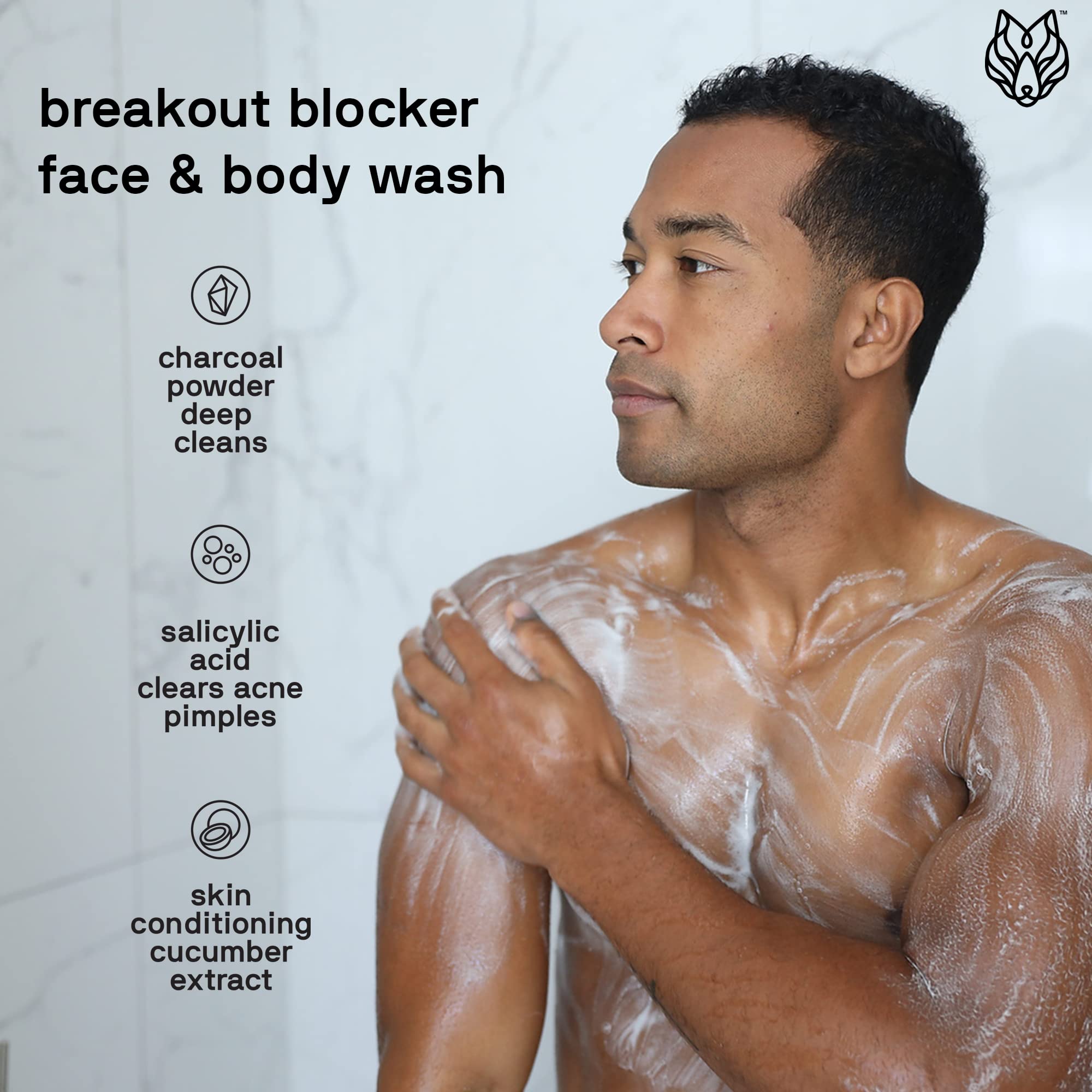 Black Wolf Charcoal Face Wash lather highlights pore cleansing and refreshing finish.