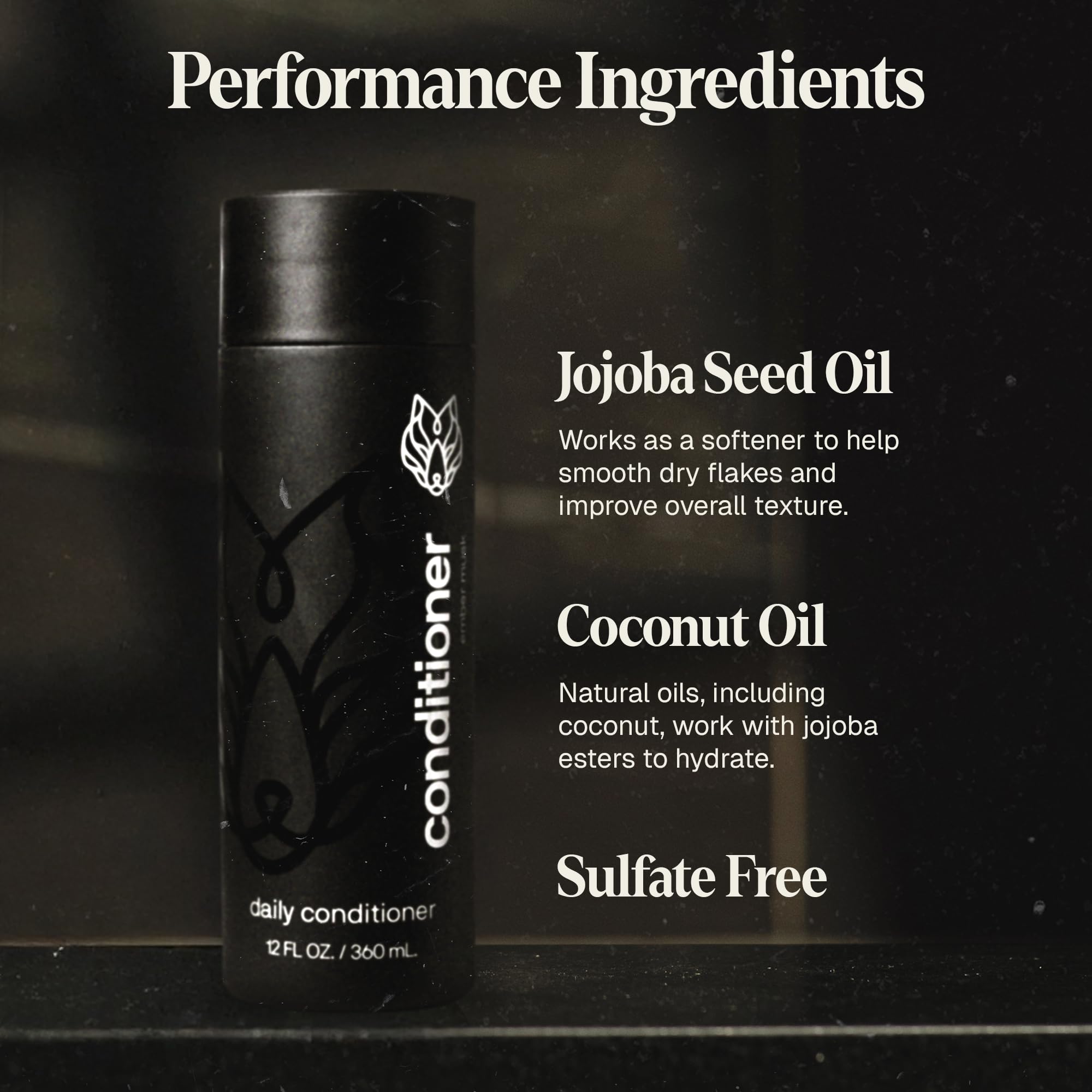 Bourbon and tobacco fragrance from Black Wolf conditioner in shower.