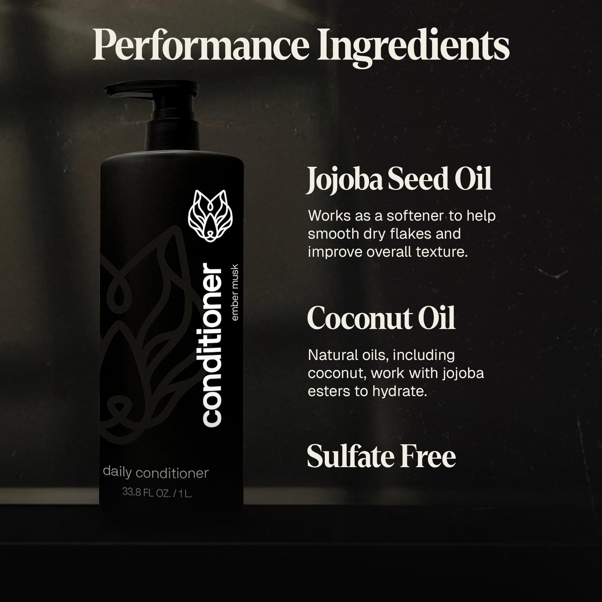 Black Wolf conditioner paired with shampoo for enhanced softness and manageability.