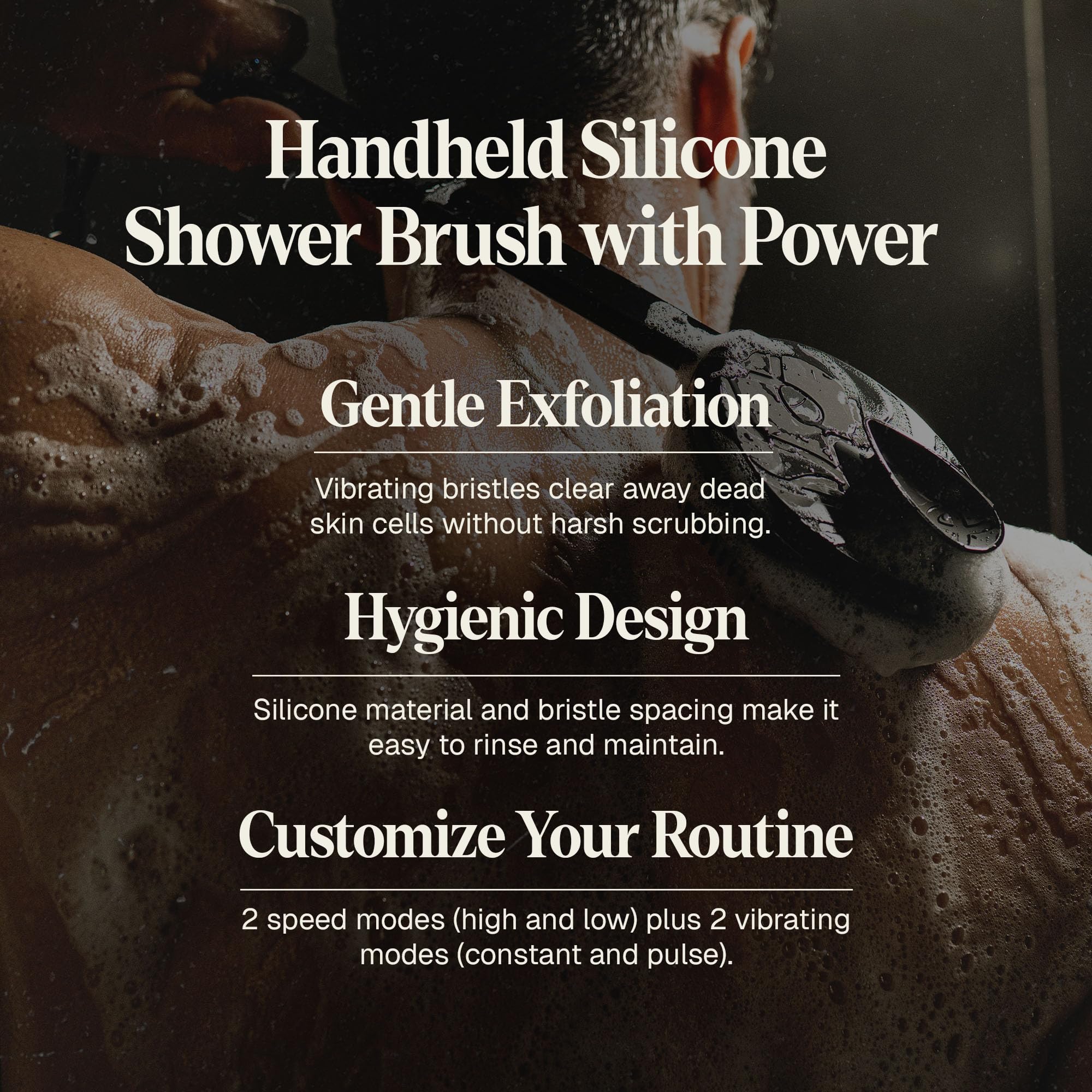 Black Wolf silicone bristles deliver deep-clean exfoliation for smoother skin