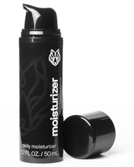 Black Wolf moisturizing gel bottle shows hyd rating for smoother skin