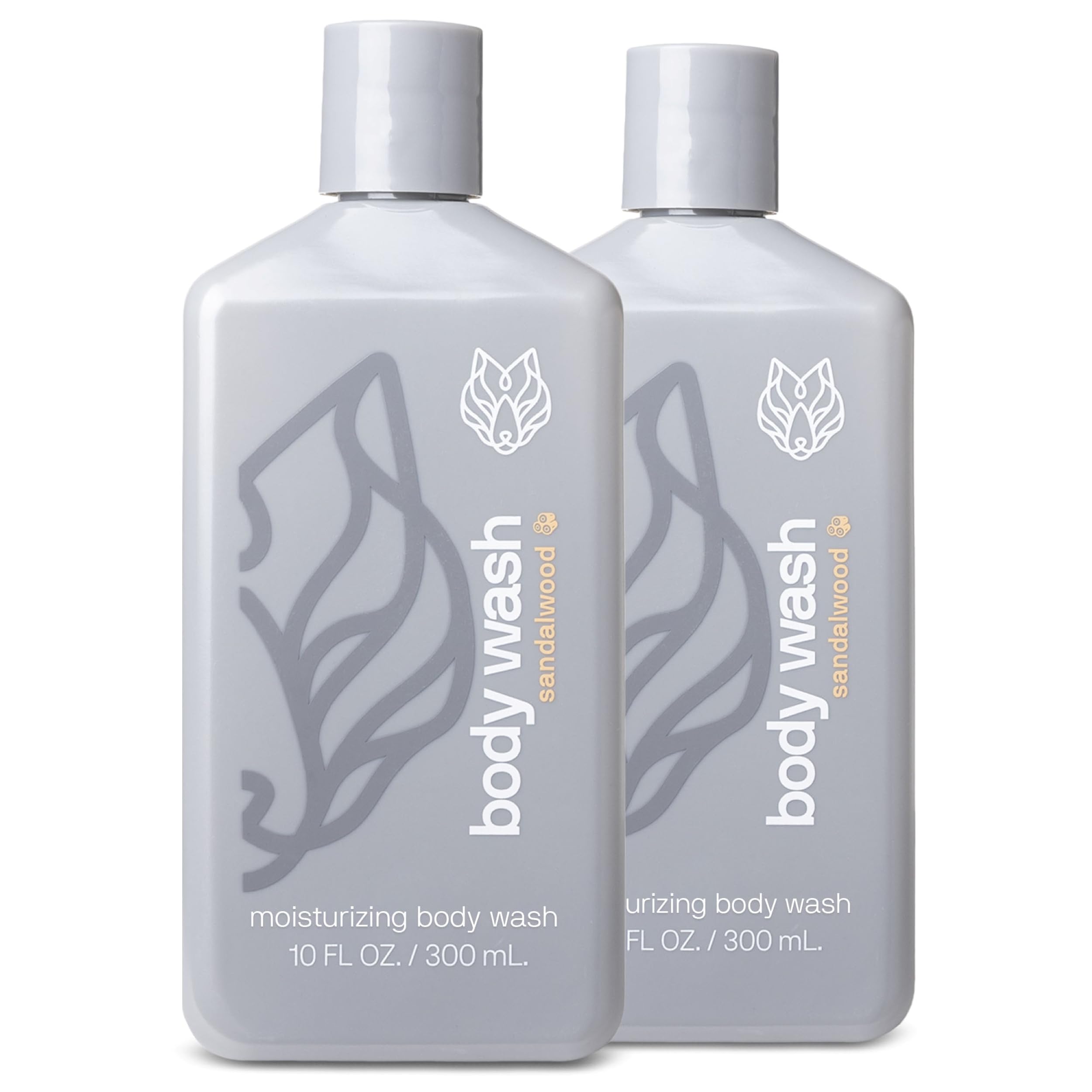 Black Wolf moisturizing body wash bottle pump closeup highlighting hydration for dry skin.