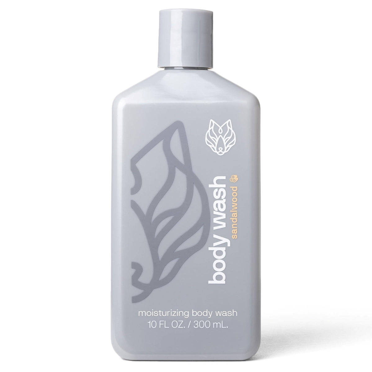 Black Wolf Moisturizing Body Wash bottle with sandalwood scent for daily cleansing and hydration