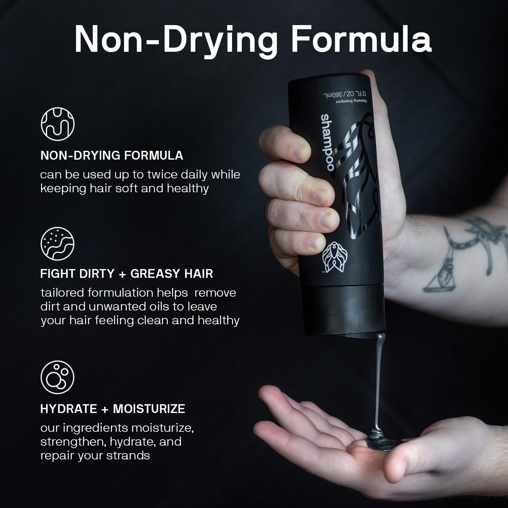 Black Wolf moisturizing conditioner bottle highlighting detangling and smooth hair
