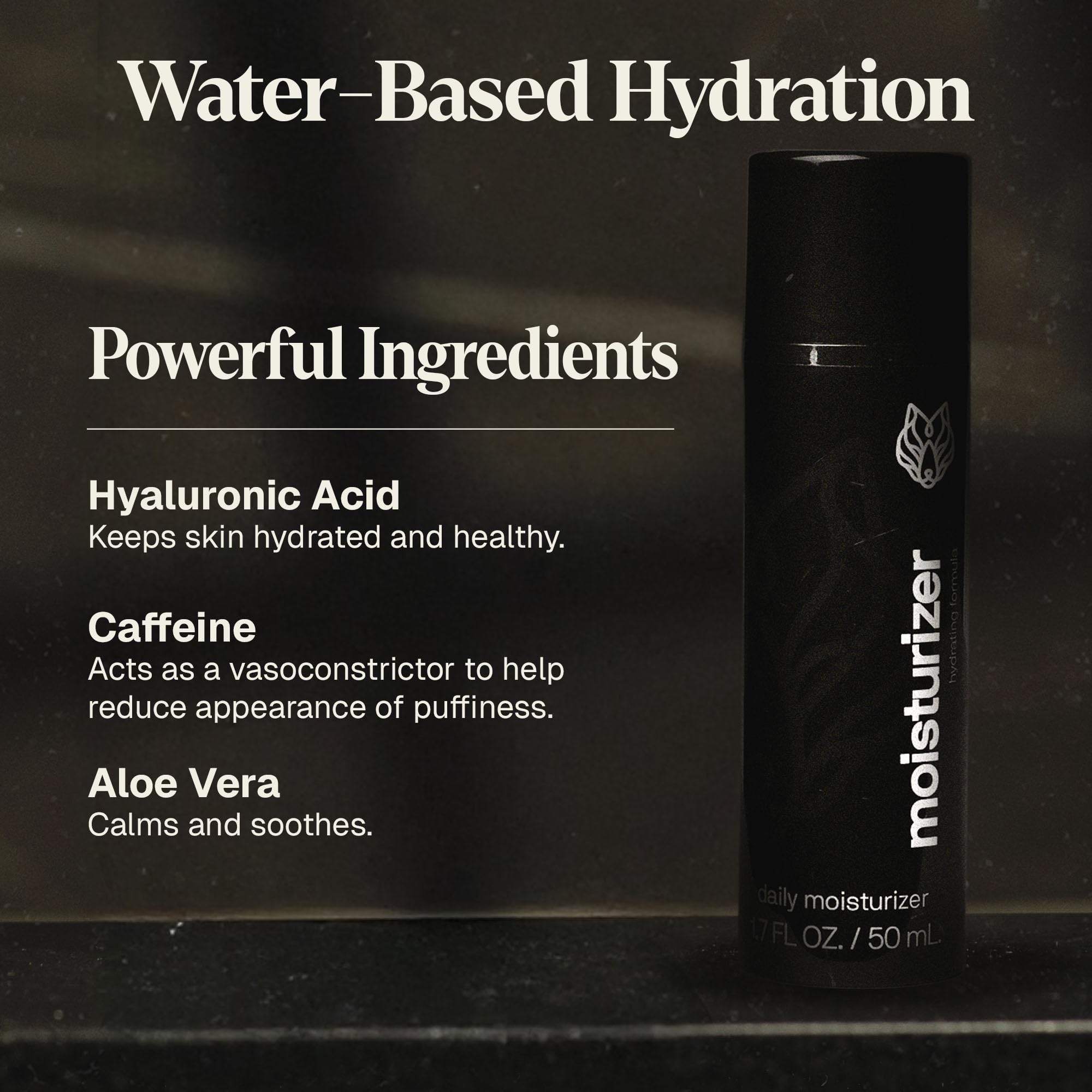 Black Wolf Moisturizing Gel being applied for lightweight hydration.
