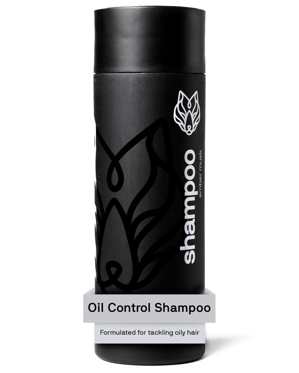 Black Wolf oil-control shampoo bottle for daily use and oil-free feel.