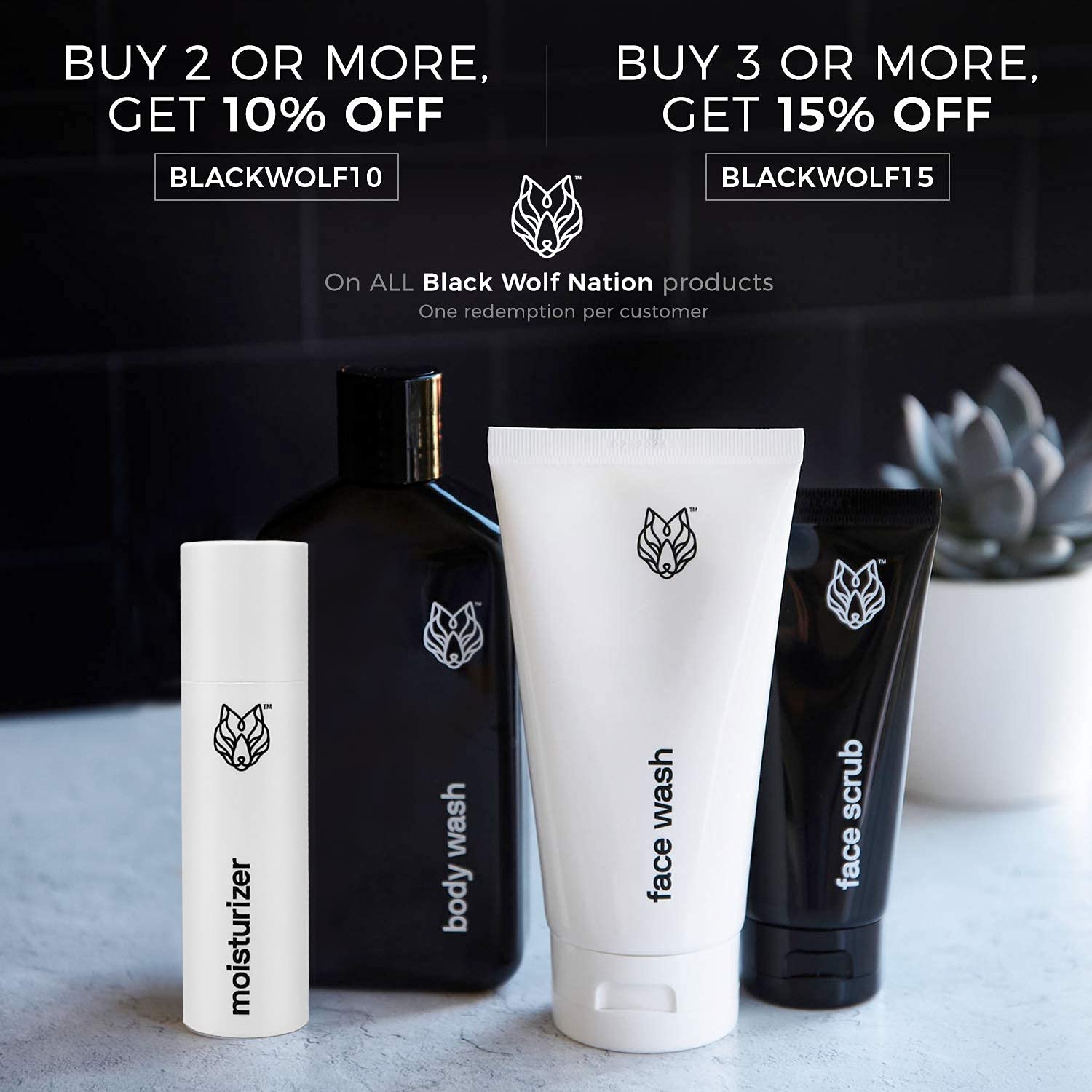 Black Wolf one-point-seven-ounce bottle is travel-friendly for on-the-go