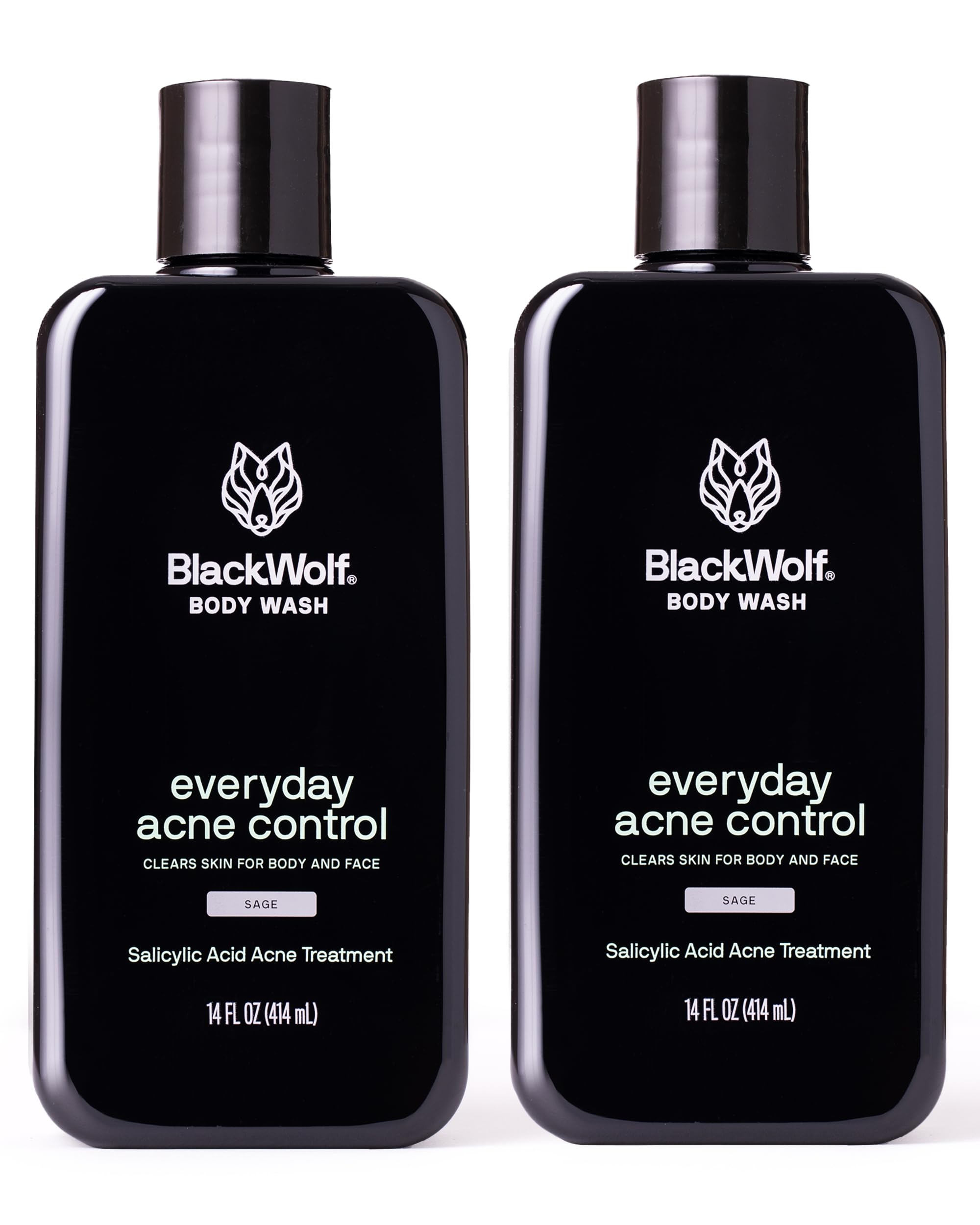 Black Wolf body wash bottle pour with salicylic acid for deep cleansing