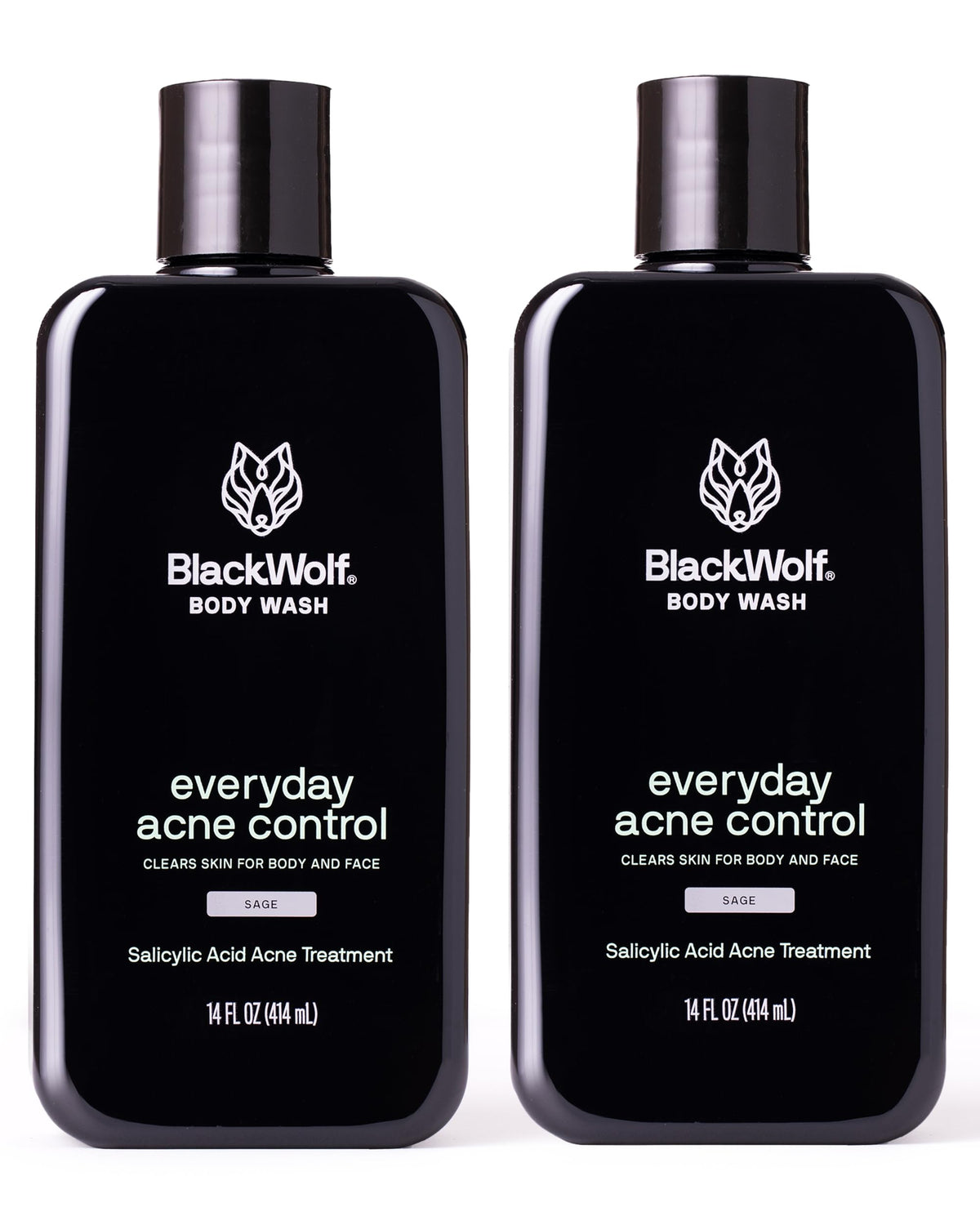 Black Wolf body wash bottle pour with salicylic acid for deep cleansing