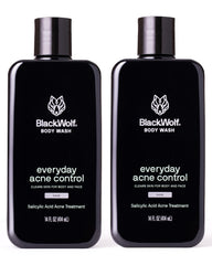 Black Wolf body wash bottle pour with salicylic acid for deep cleansing