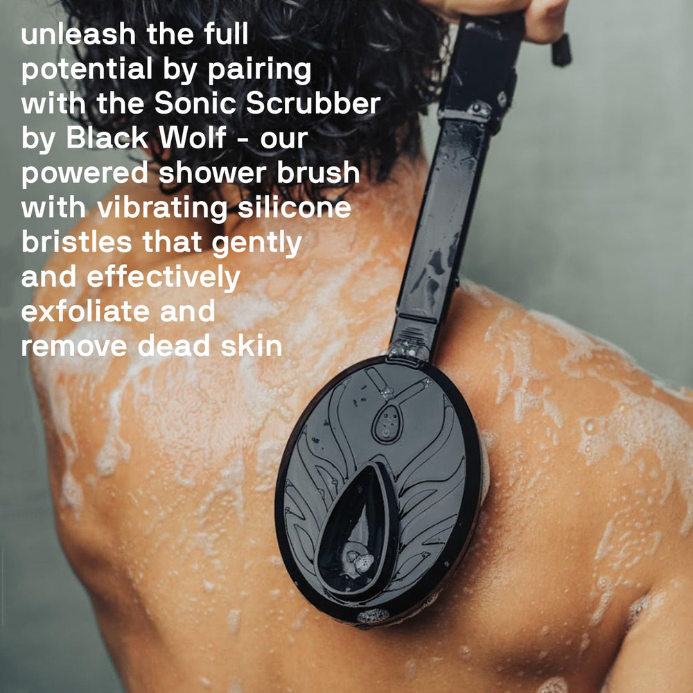 Black Wolf sandalwood scent for a masculine shower aroma.