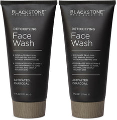 Blackstone Detoxifying Face Wash bottle pour, easy dispensing for daily cleansing.