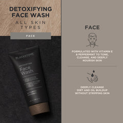 Blackstone Detoxifying Face Wash peppermint infusion delivers cooling, invigorating sensation.