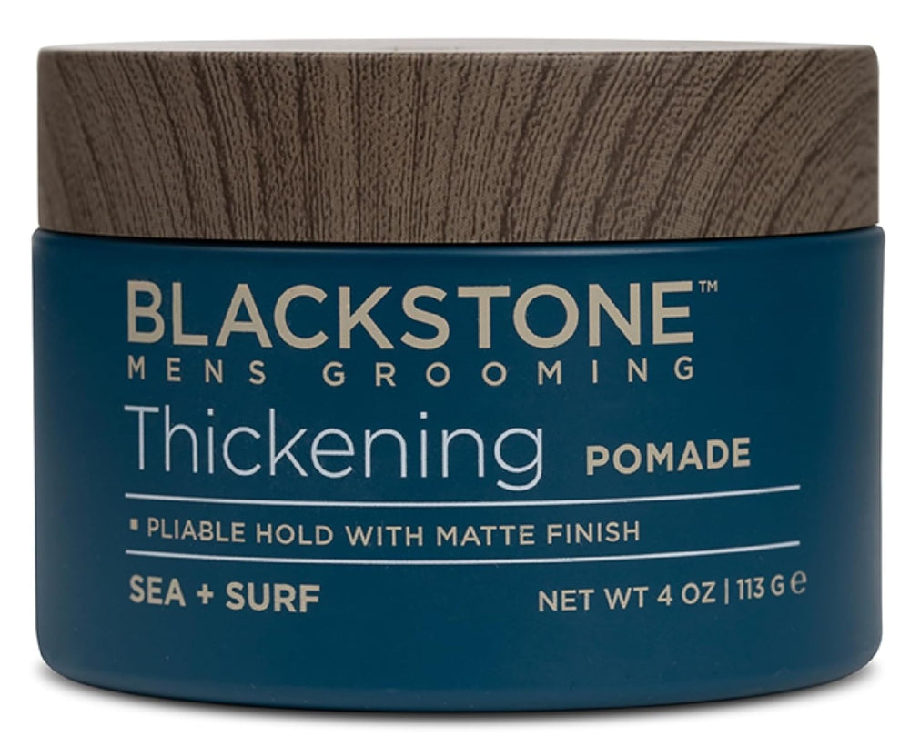 Blackstone matte finish hair pomade delivers natural texture.