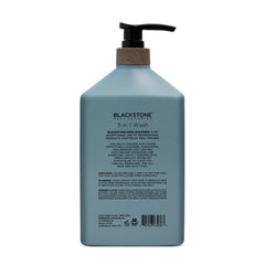 Blackstone 3-in-1 wash rich lather highlights moisturized, non-drying cleanse.