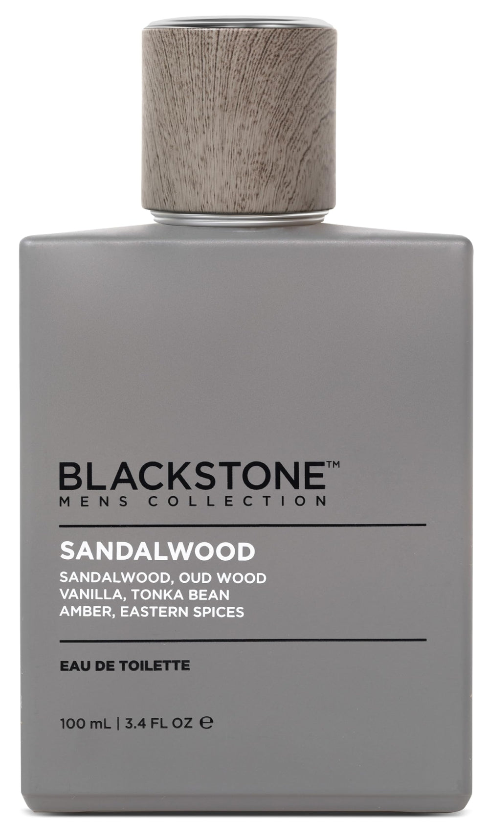 Blackstone Sandalwood EDT bottle close-up for daily wear