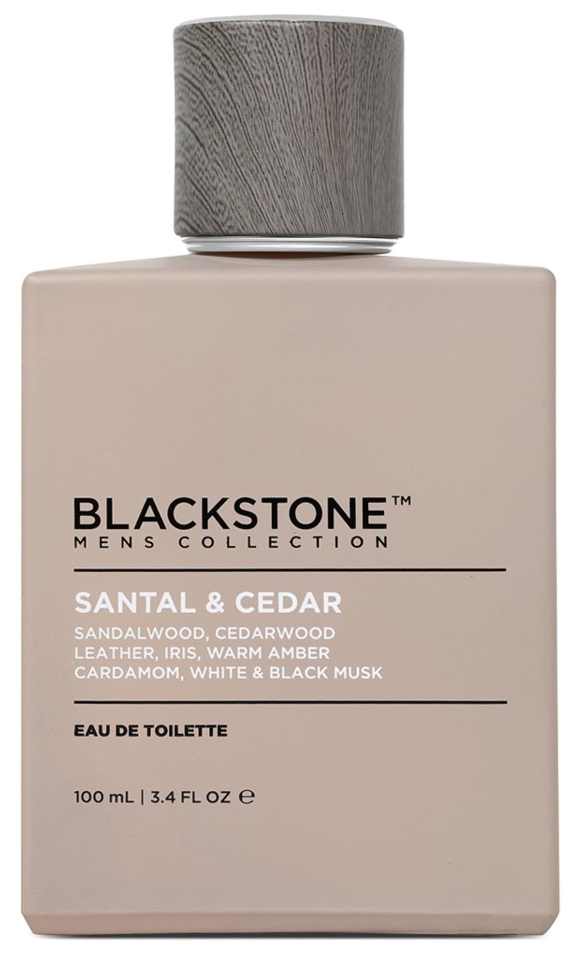 Blackstone Santal and Cedar bottle front view for everyday refined confidence.