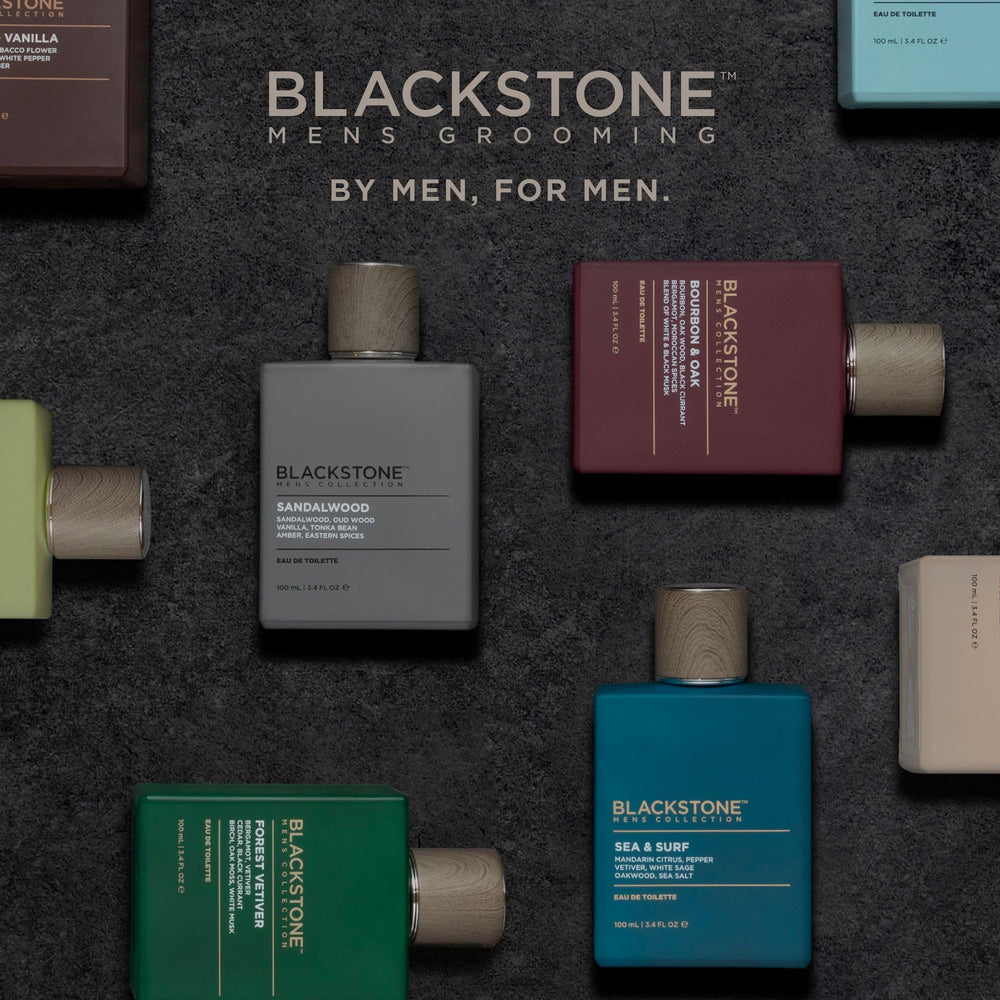Blackstone Santal and Cedar on skin wear showing versatile long lasting fragrance.