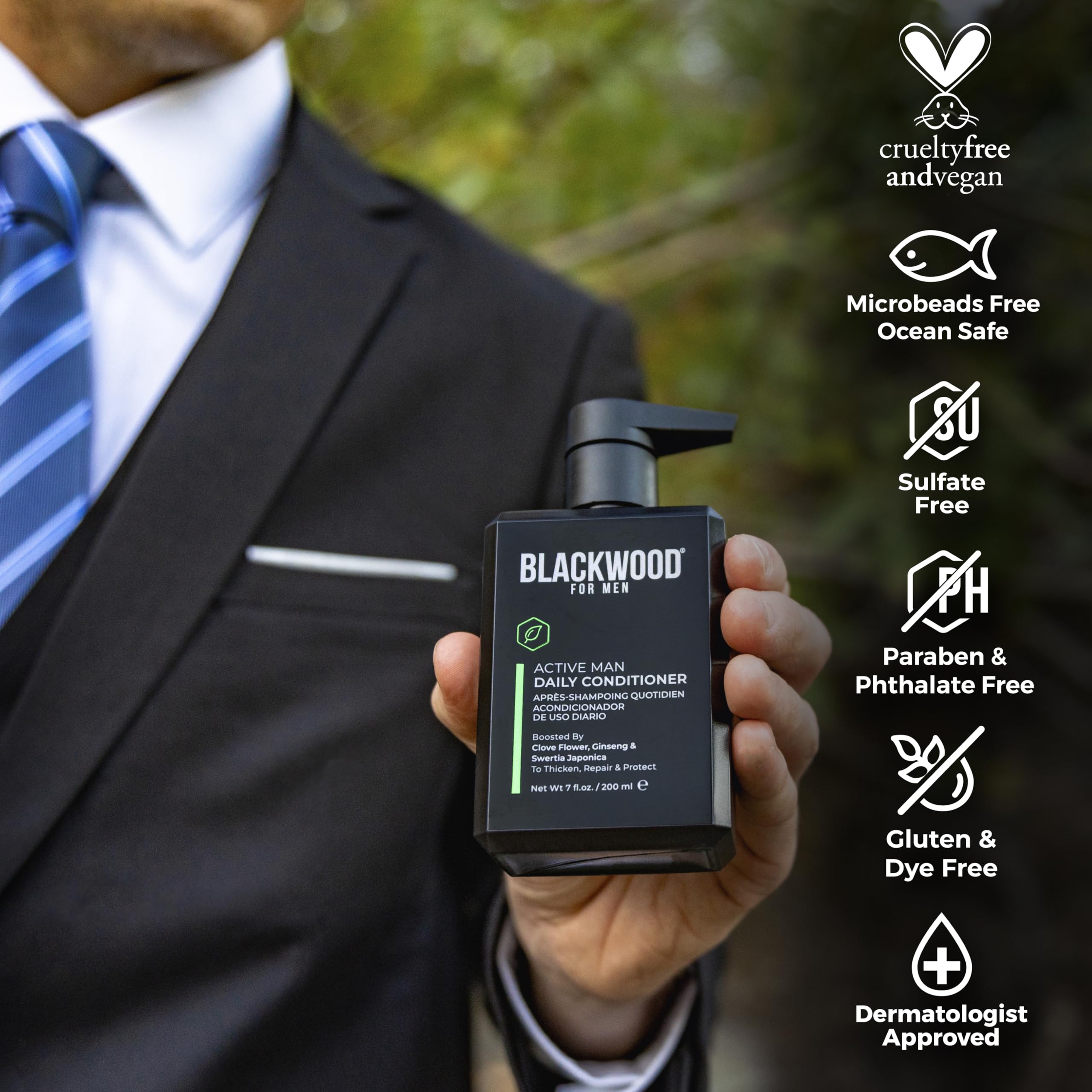 Dispensing pump of Blackwood For Men conditioner for easy daily use