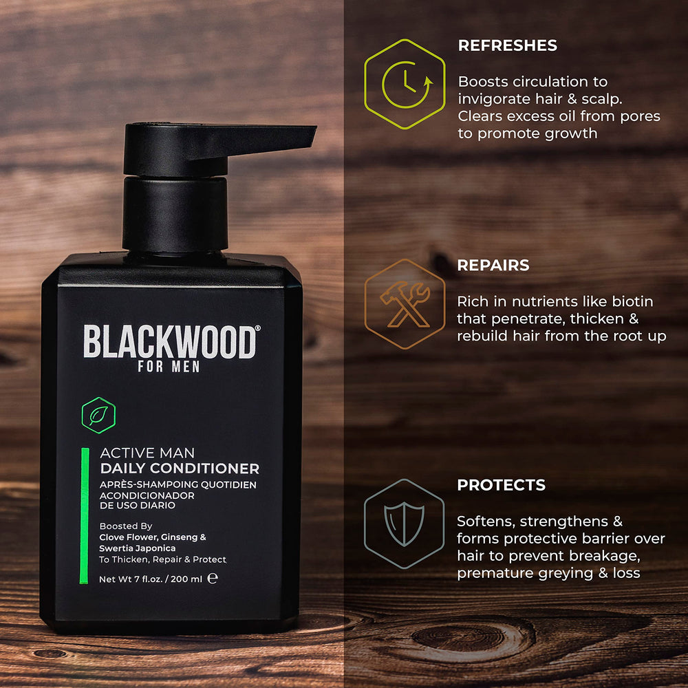 Shiny, healthy-looking hair after using Blackwood For Men conditioner
