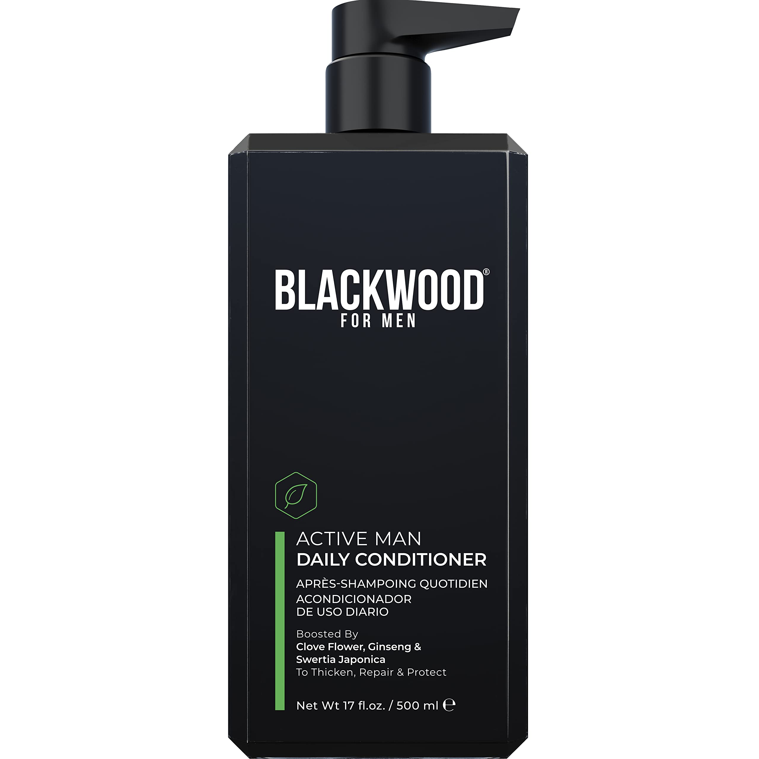Blackwood For Men conditioner bottle front showing daily-use design.