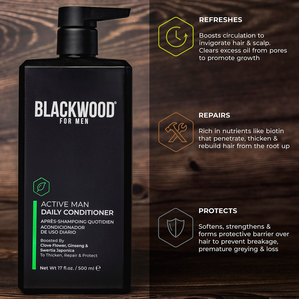 Blackwood For Men conditioner ready to tackle dandruff and itchy scalp.