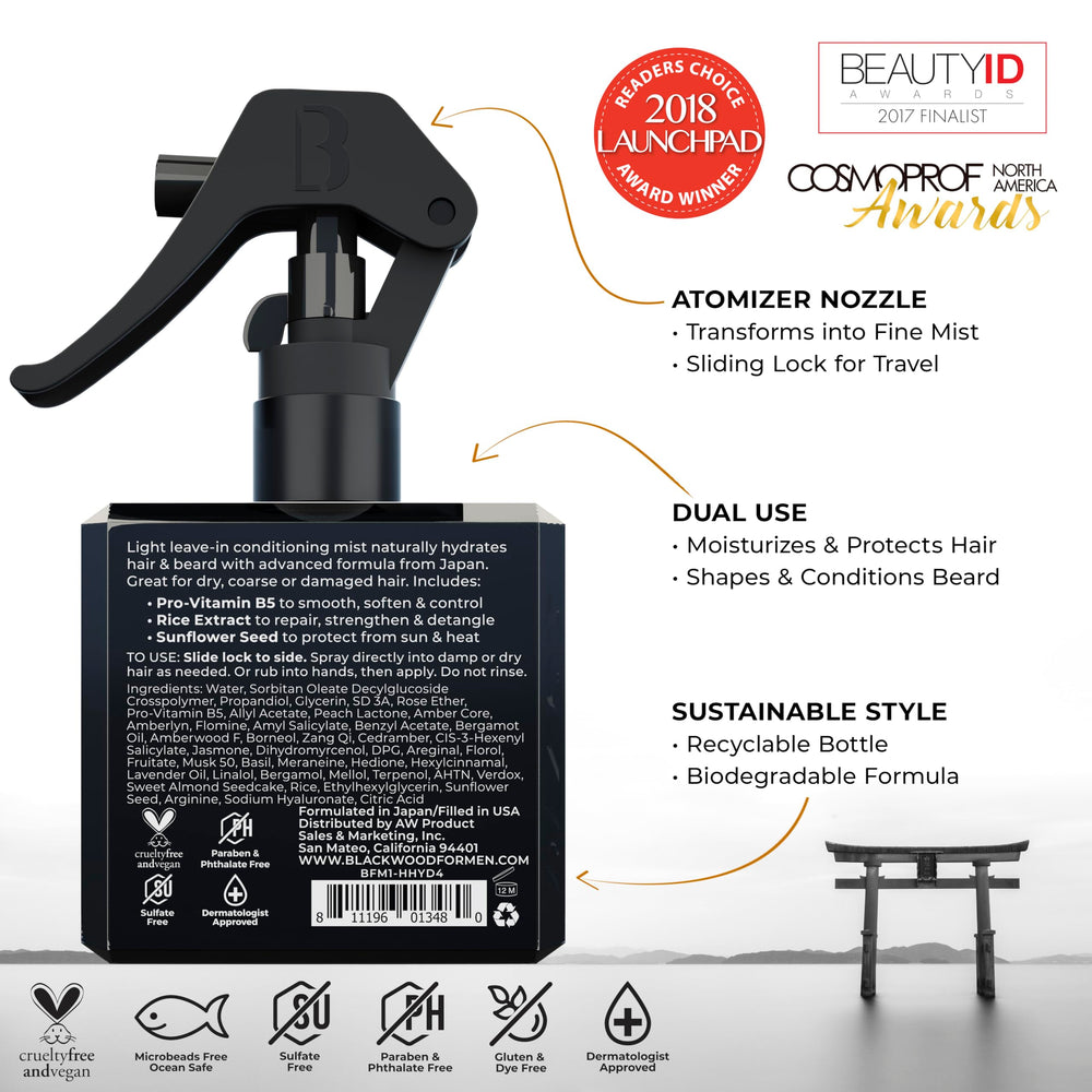 Blackwood For Men hydrator mist dispensed for even application.