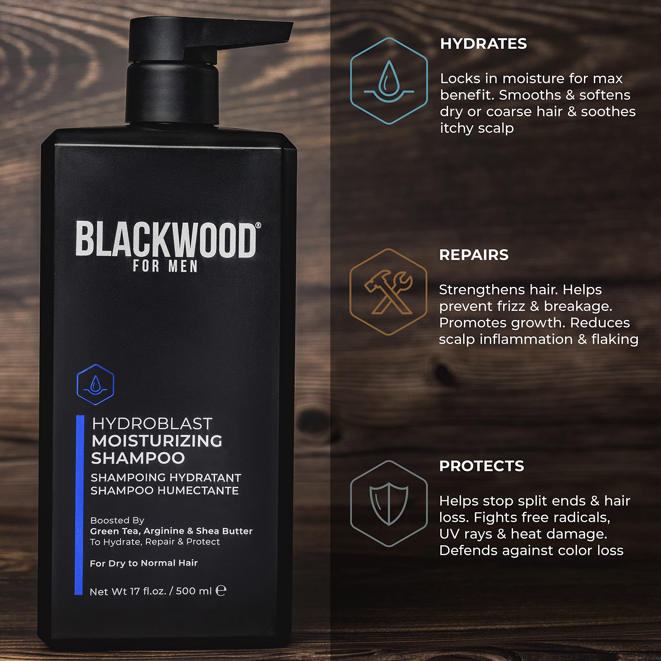 Green Tea and Clove Flower detail in Blackwood For Men Hydroblast.