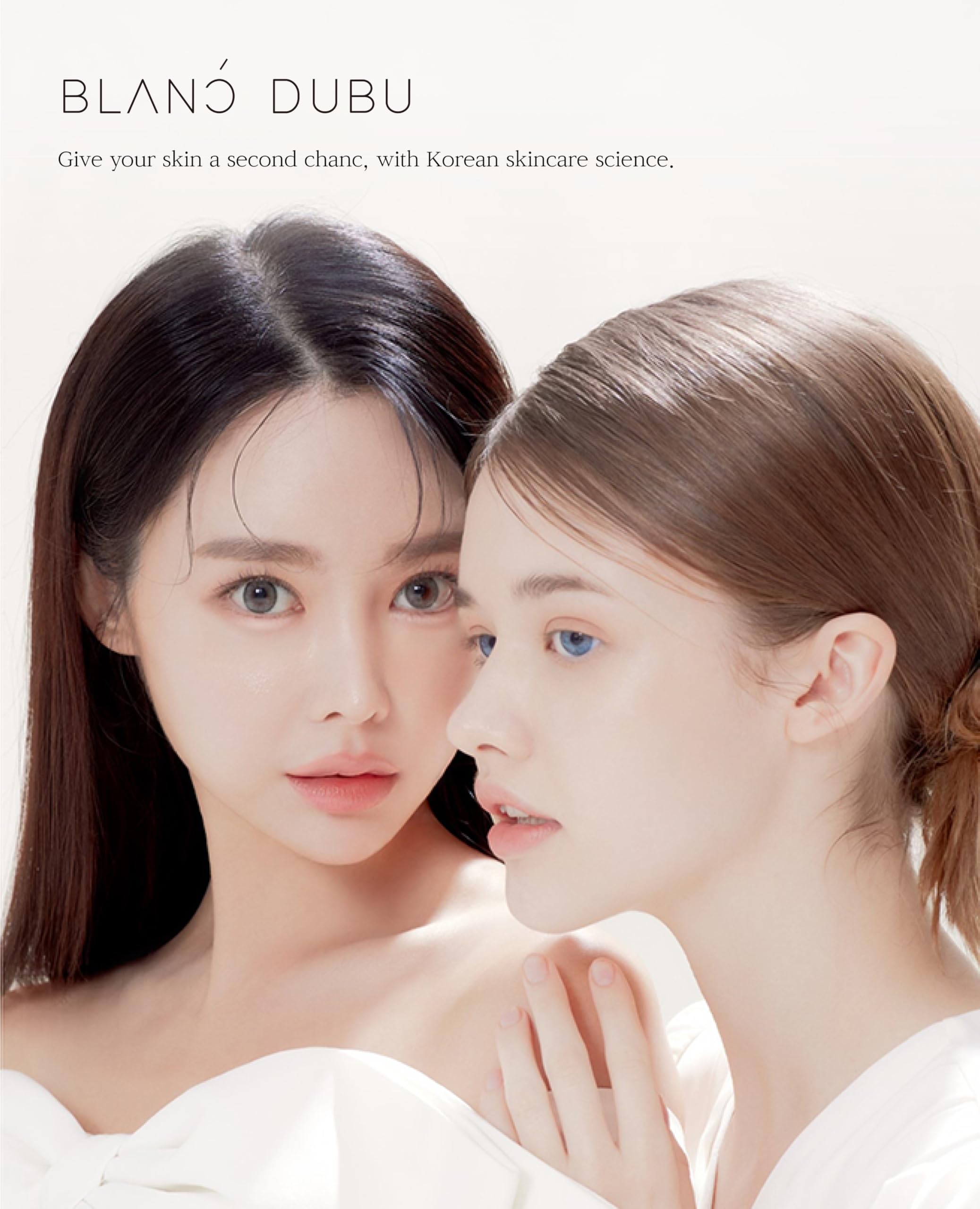 BLANC DUBU Nuborn Cell donkey milk cream being applied for moisturized, plump skin.