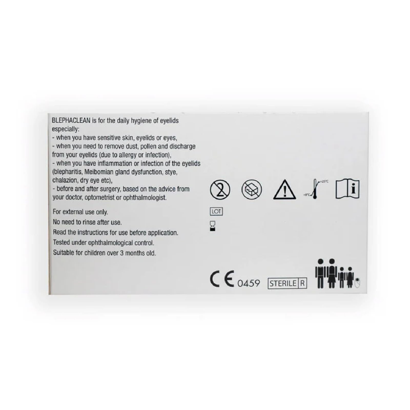 Blephaclean easy application enables quick eyelid cleansing.