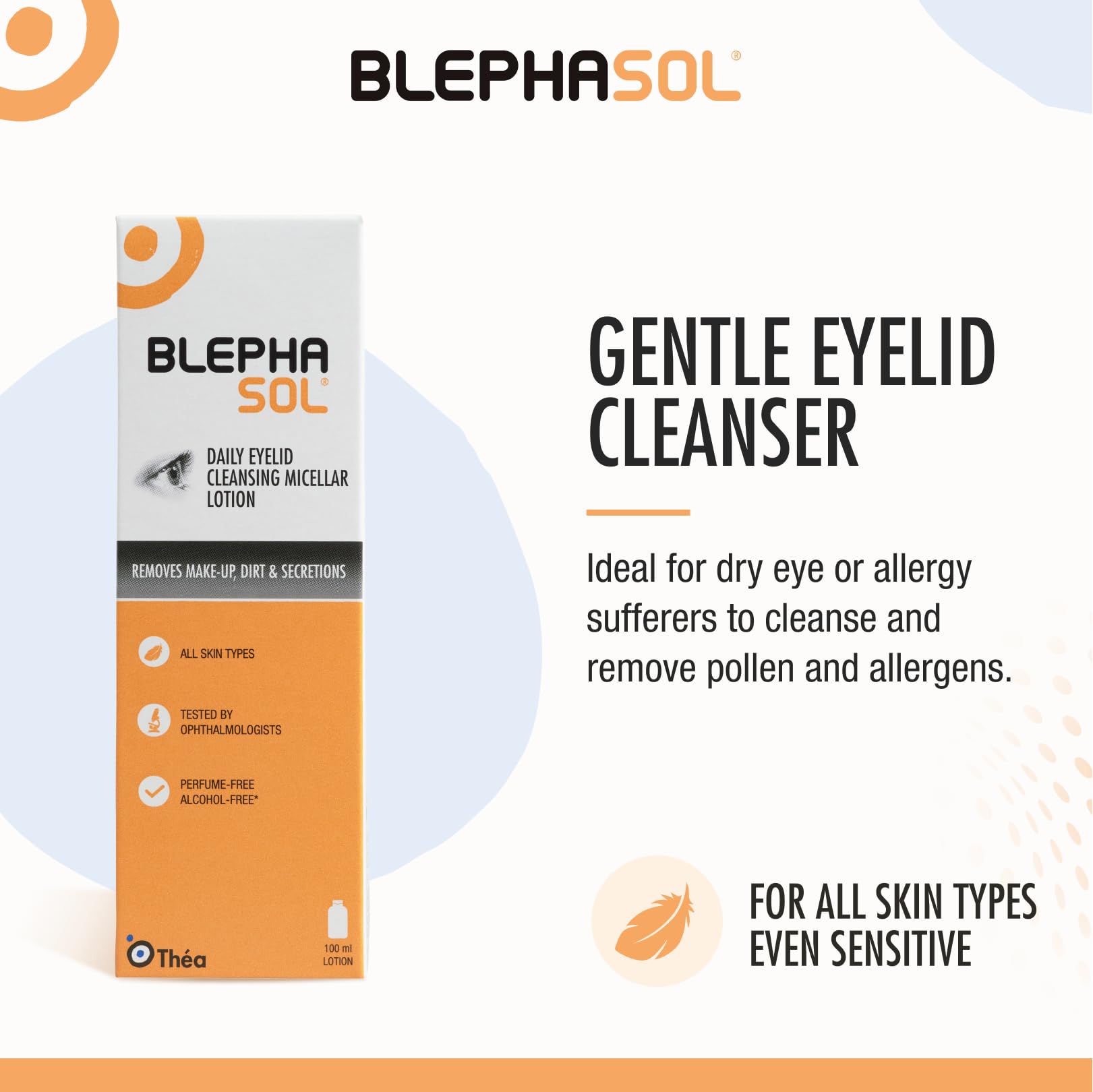 Blephasol eyelids and lashes cleansing close-up shows fragrance-free formula.