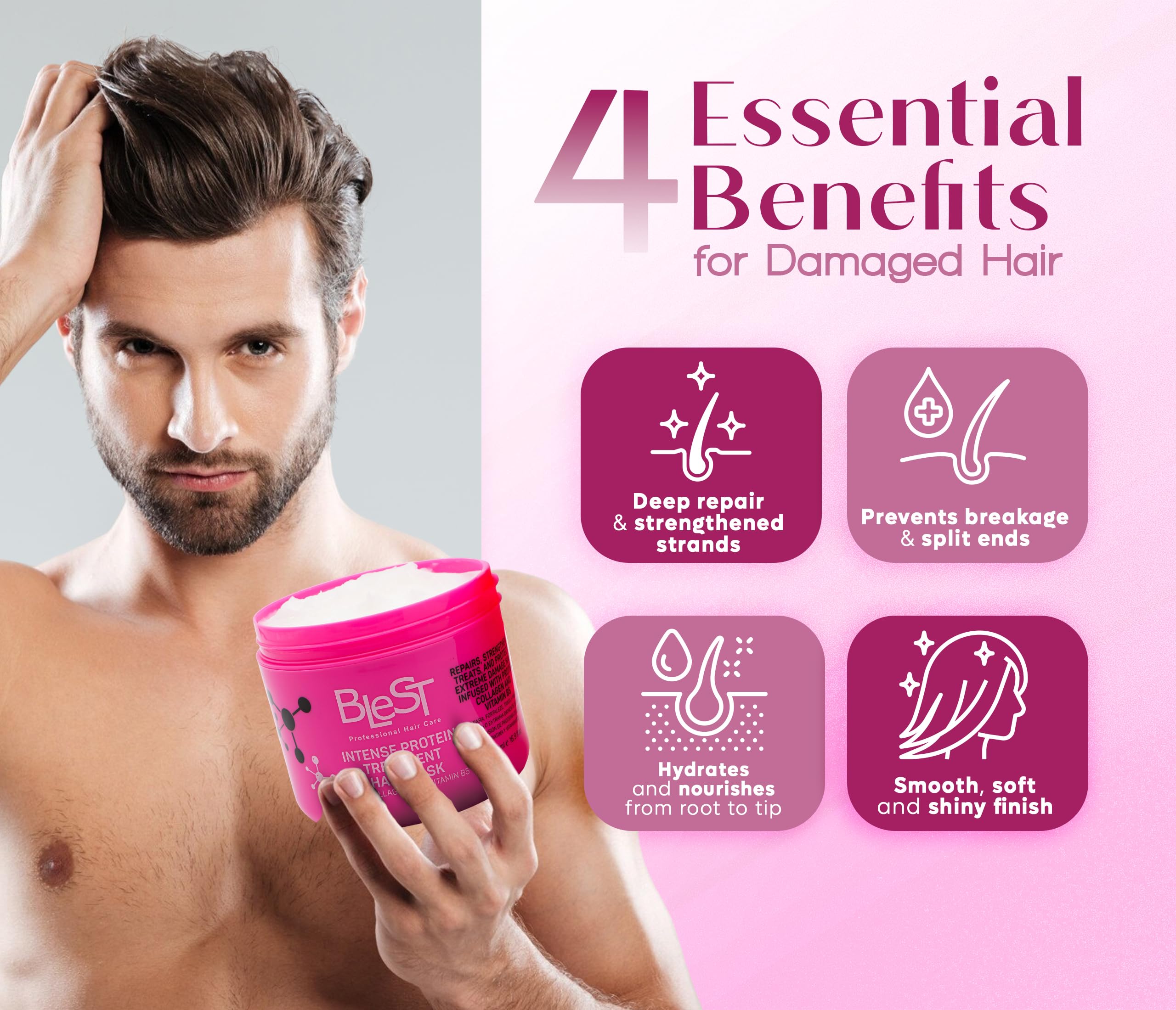Shiny smooth hair after using BLEST PROFESSIONAL HAIR CARE MASK.