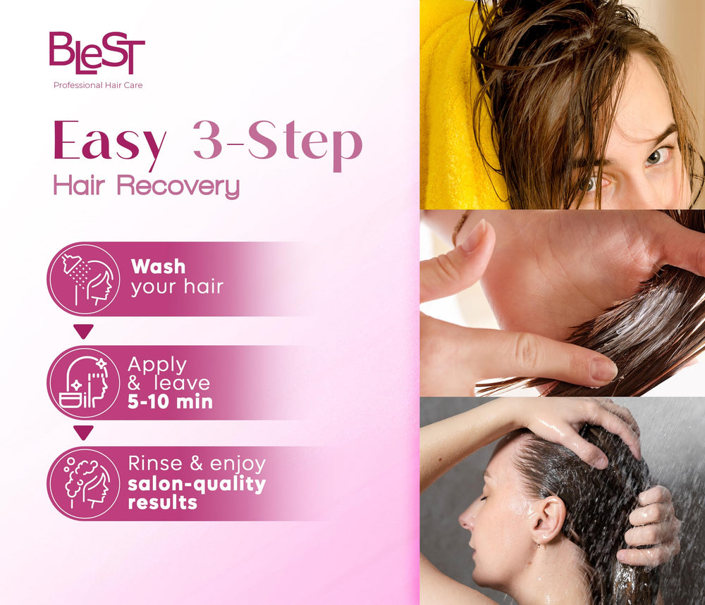 BLEST PROFESSIONAL HAIR CARE MASK rich creamy texture for nourishing treatment.