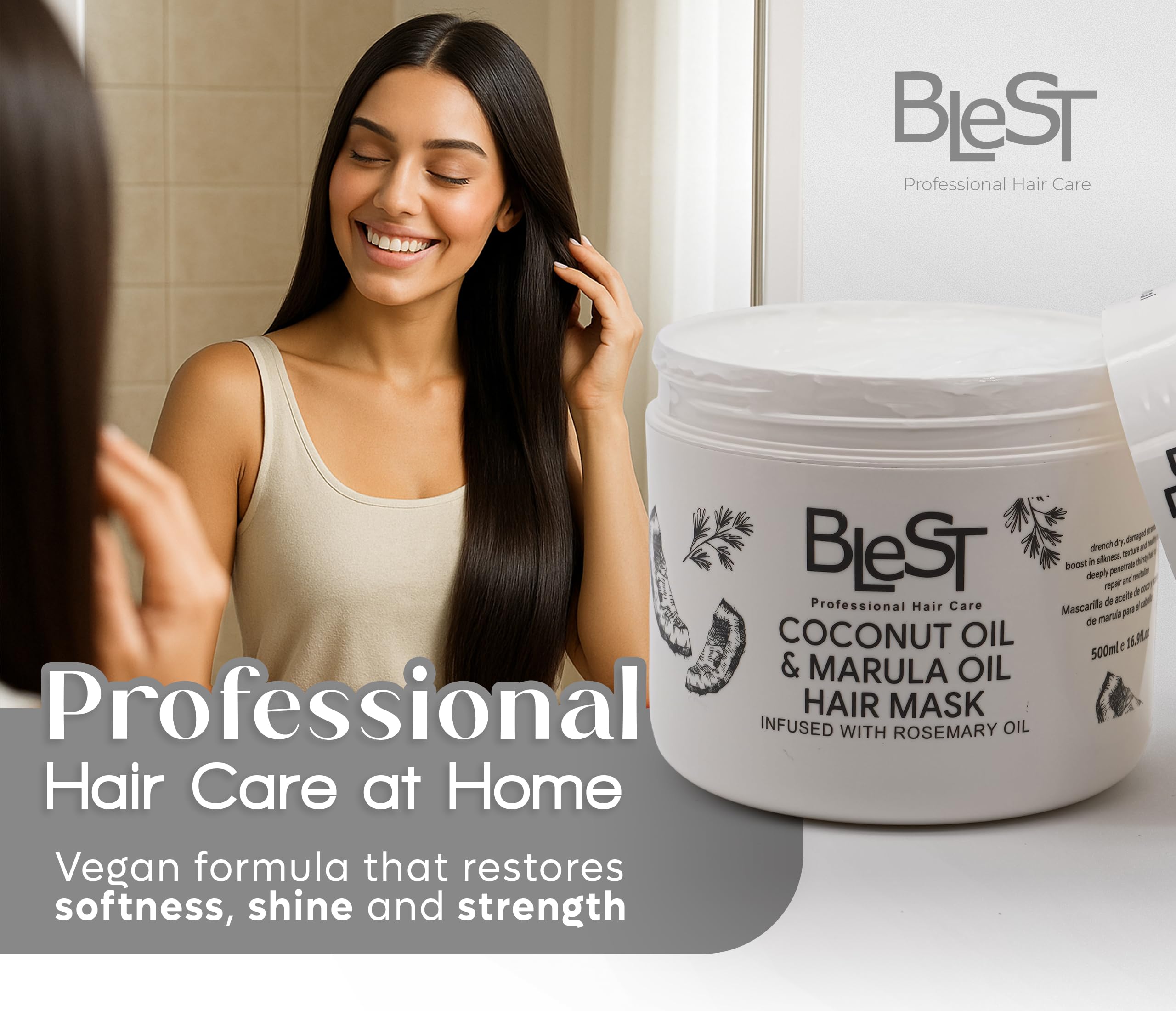 BLEST mask coconut and marula ingredients emphasize nourishing oils.