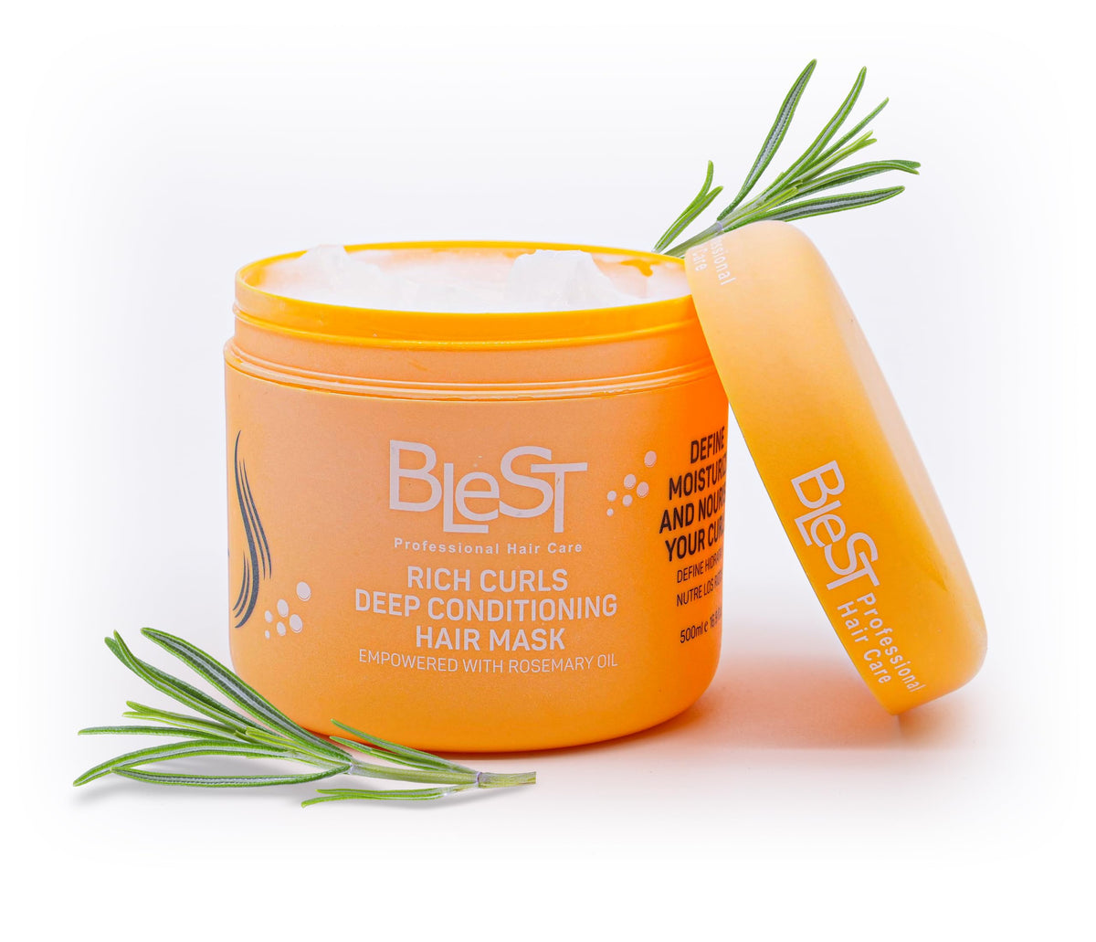 BLEST Professional Hair Care mask jar close-up showing deep conditioning action