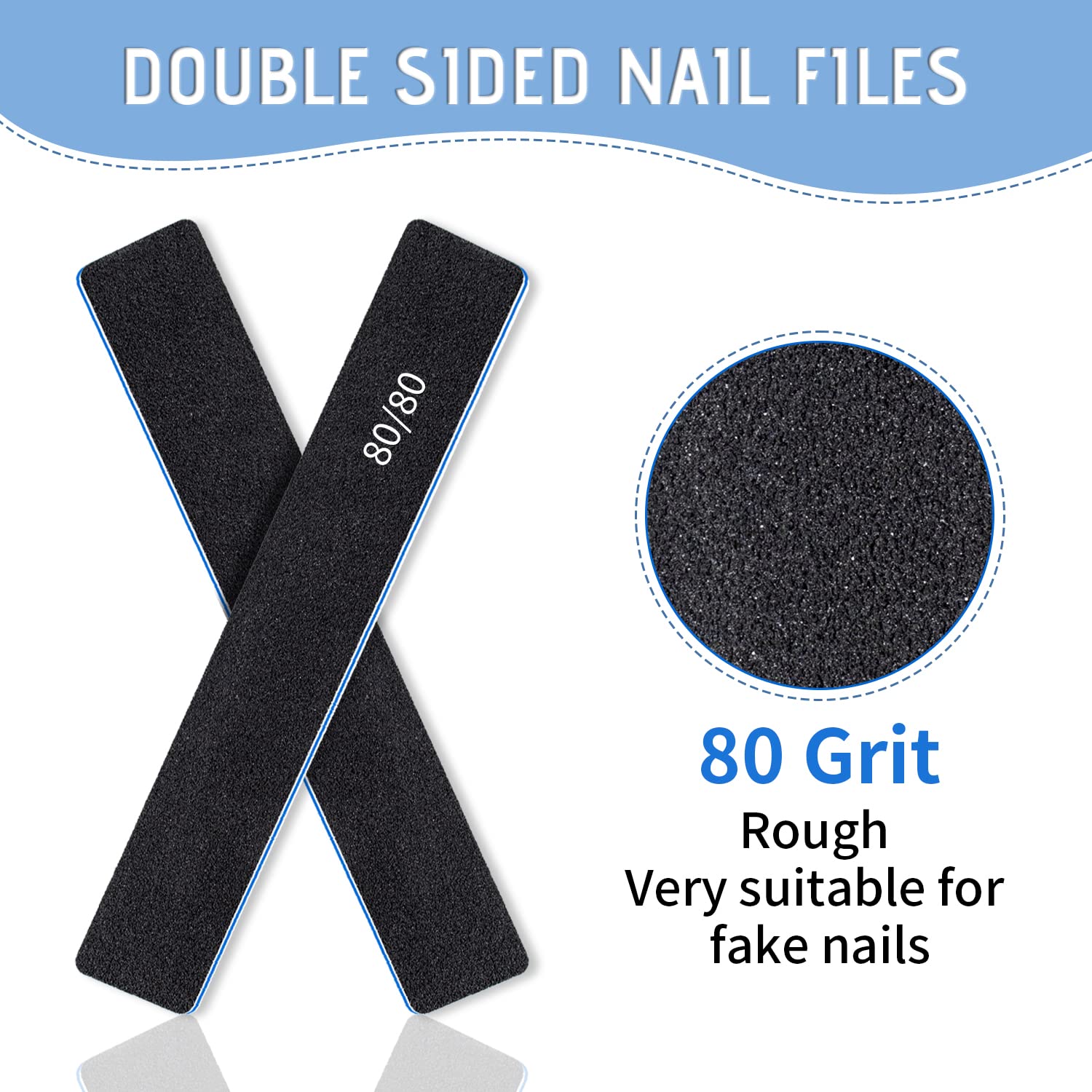 BLESWIN double-sided nail file in use for acrylic and gel shaping.